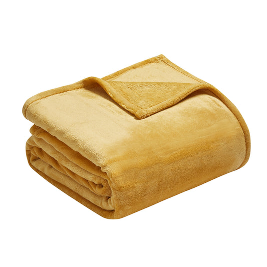 400 Series Solid Plush Blanket - Mustard
