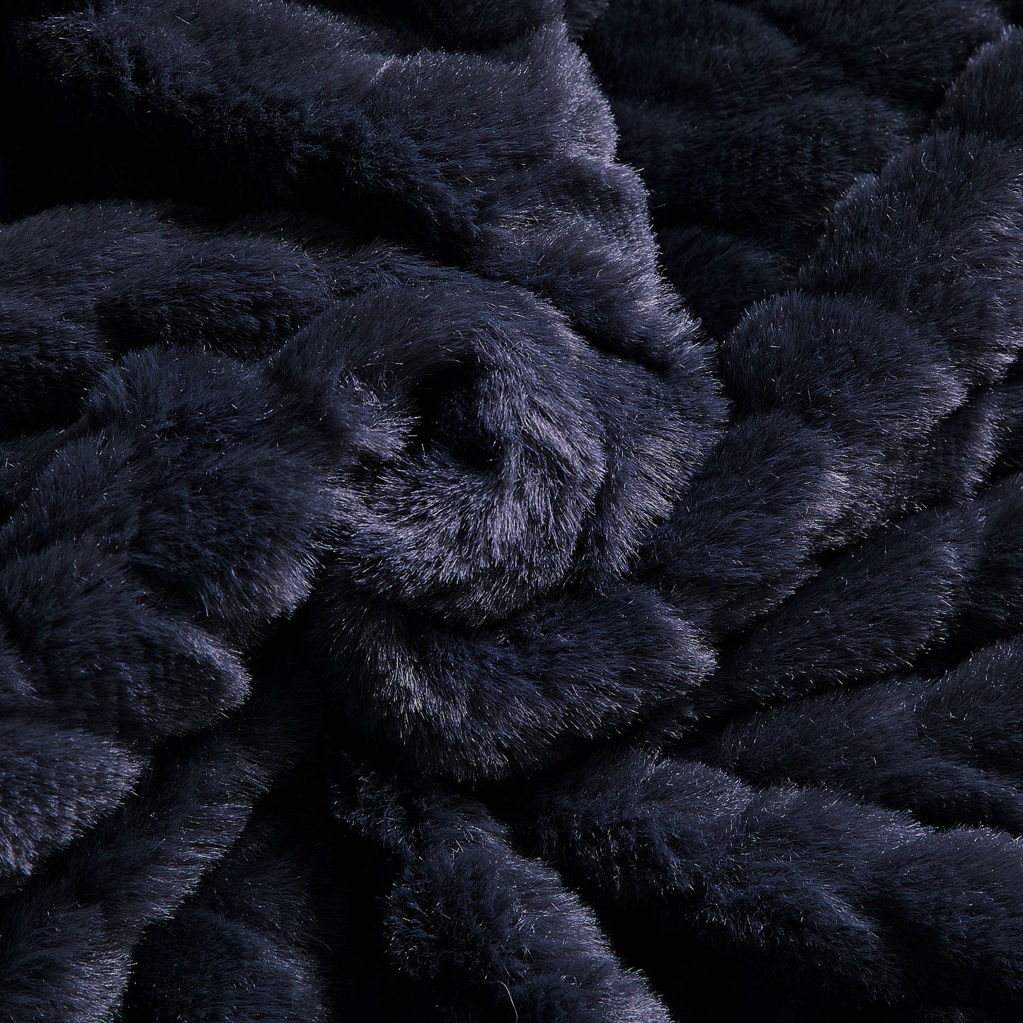 Etched Faux Fur Berber Throw - Midnight