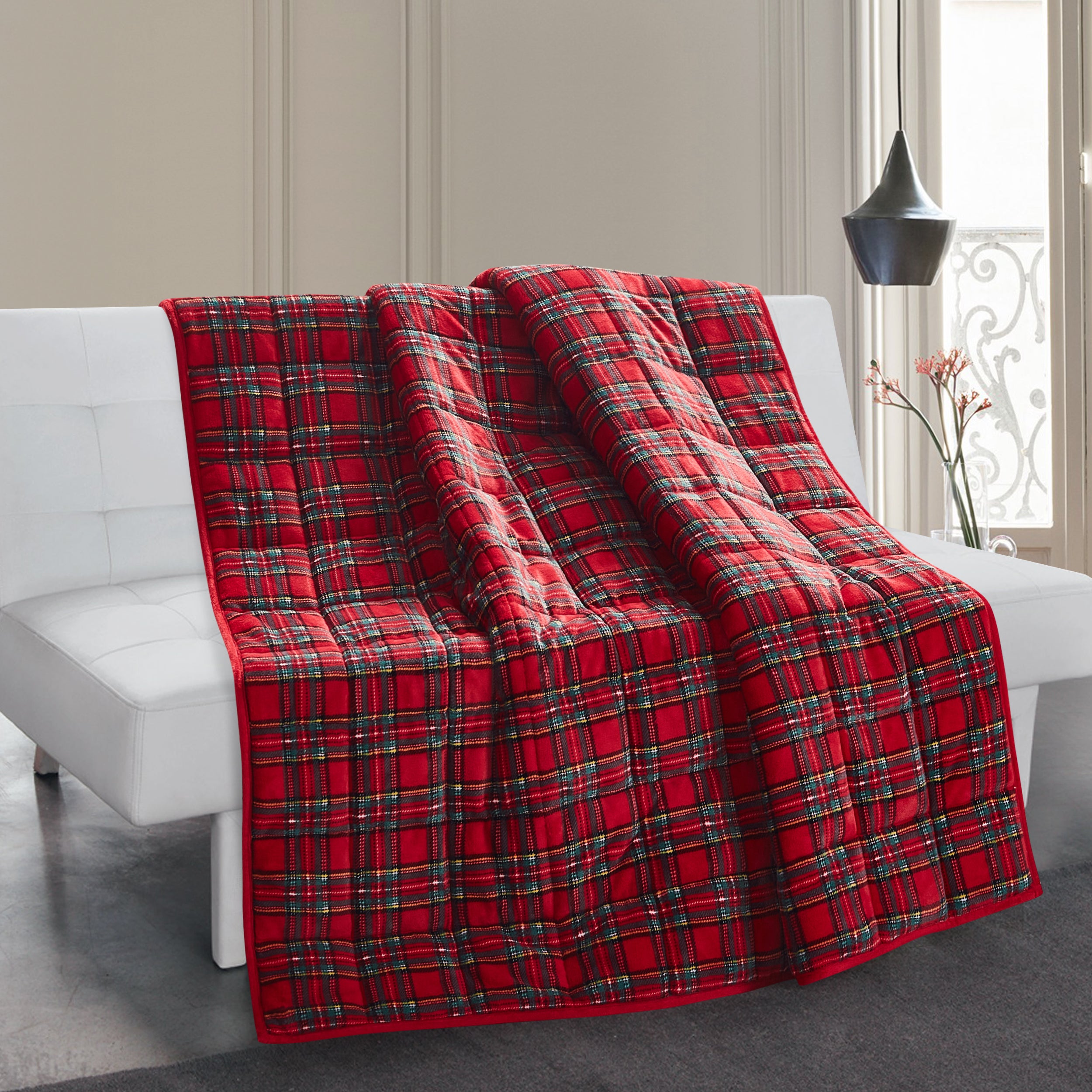 Weighted Blanket with Premium Glass Beads 10lbs - Plaid Red – Thesis