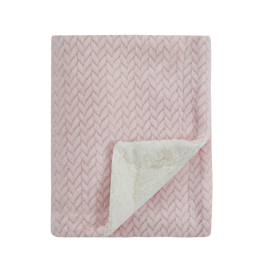 Mon Lapin by Thesis Textured Weave Embossed Baby Blanket - Rose