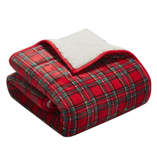 Weighted Blanket with Premium Glass Beads 10lbs - Plaid Red