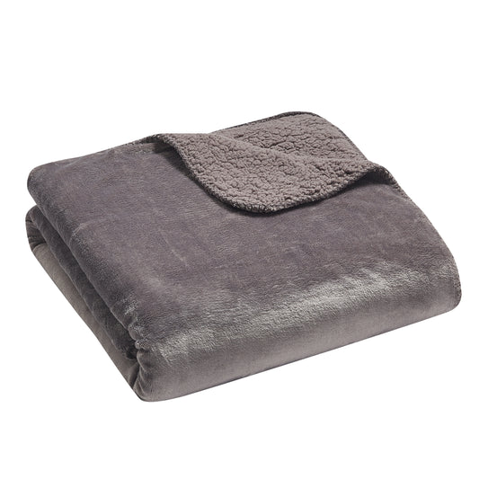 Solid Berber Velvet Oversized Throw - Gray