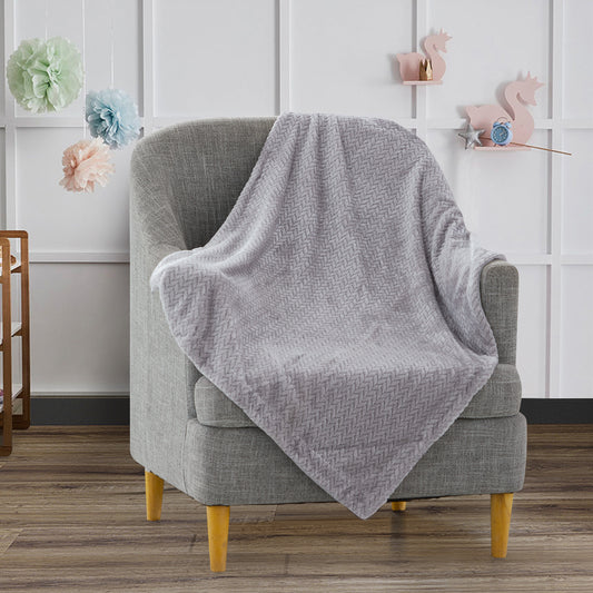 Mon Lapin by Thesis Textured Weave Embossed Baby Blanket - Silver