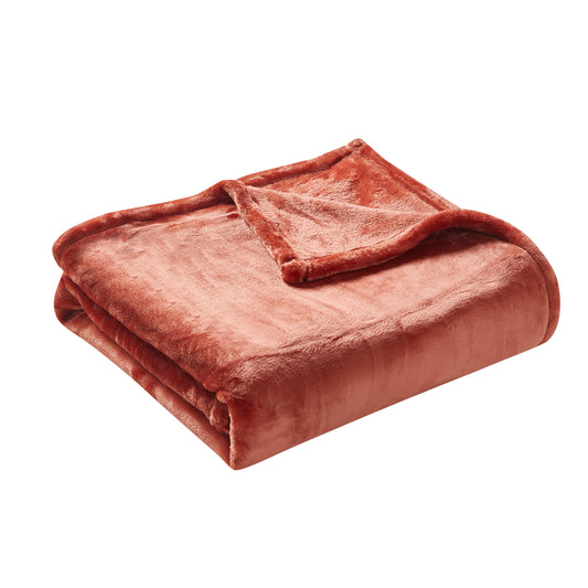 500 Series Heavy Solid Velvet Oversized Throw - Burnt Russet
