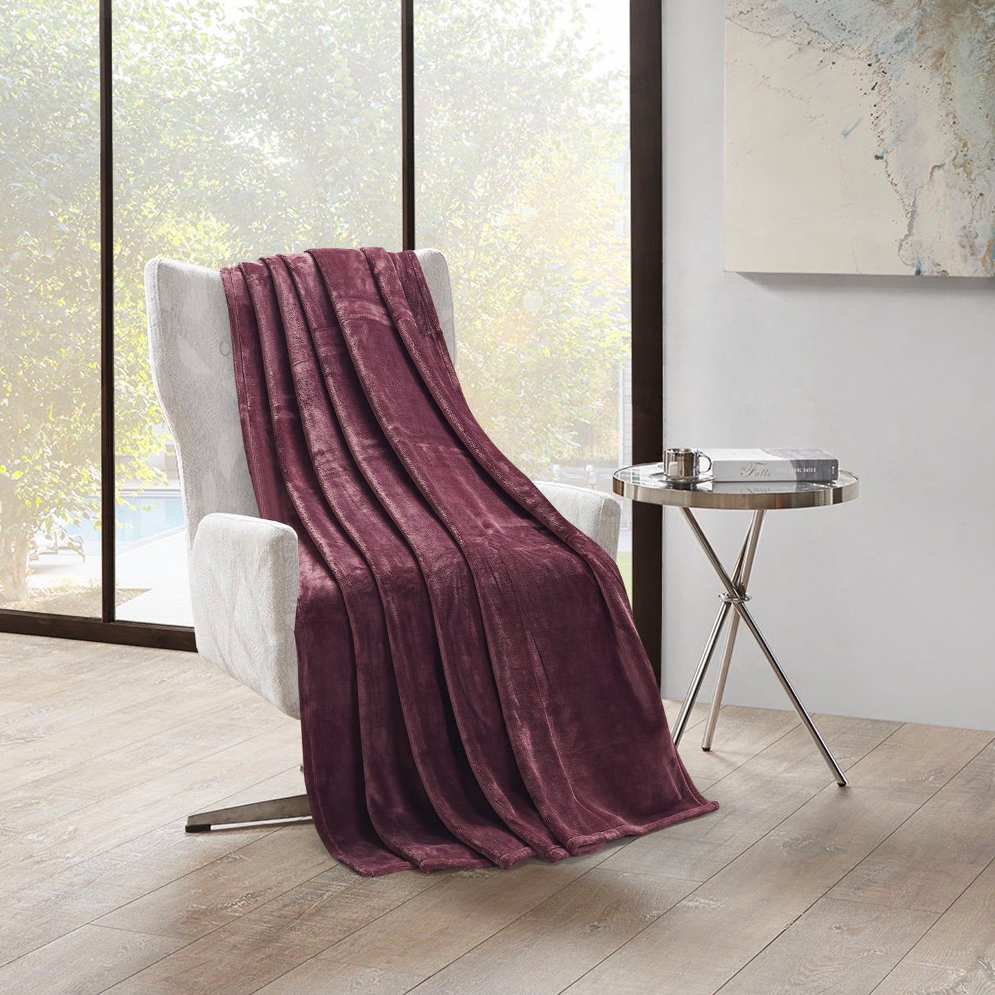 400 Series Solid Plush Blanket - Merlot