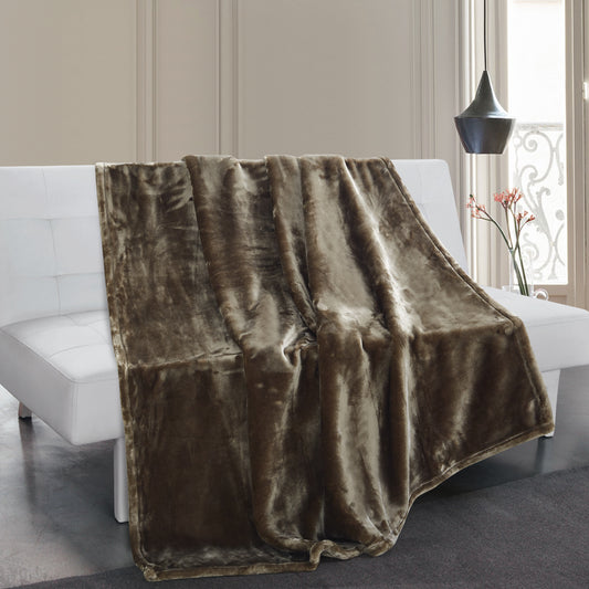 500 Series Heavy Solid Velvet Oversized Throw - Olive