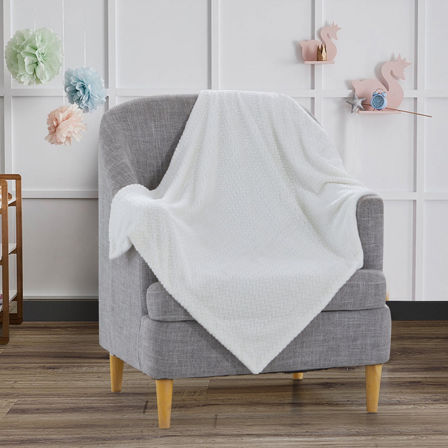 Mon Lapin by Thesis Textured Weave Embossed Baby Blanket - Ivory