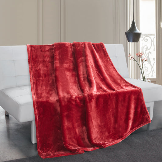 500 Series Heavy Solid Velvet Oversized Throw - Red