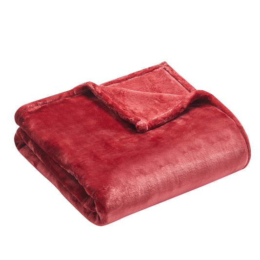 500 Series Heavy Solid Velvet Oversized Throw - Red