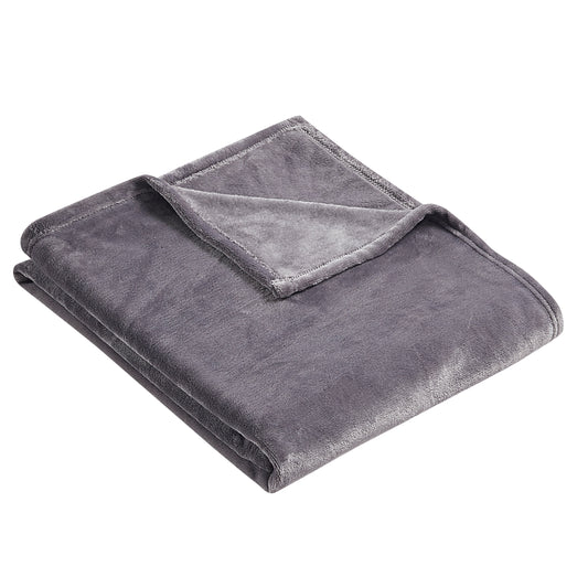 Classic Solid Fleece Throw - Charcoal