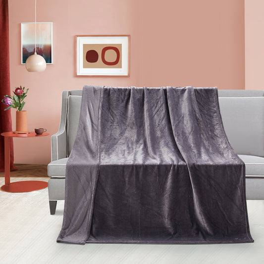 Classic Solid Fleece Throw - Charcoal