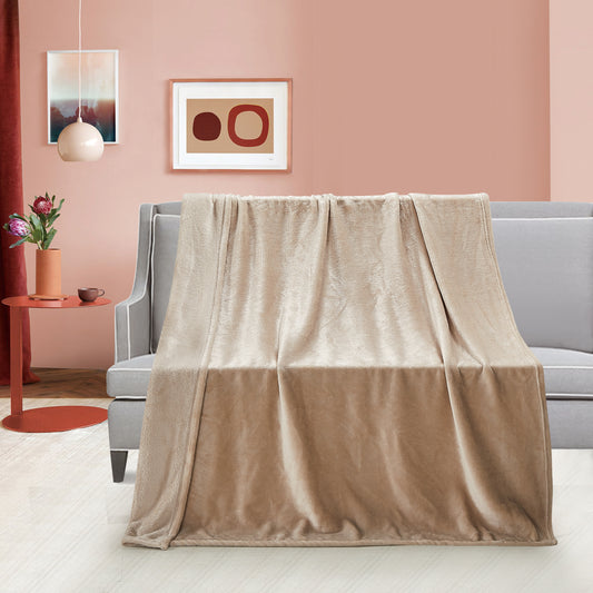 Classic Solid Fleece Throw - Linen