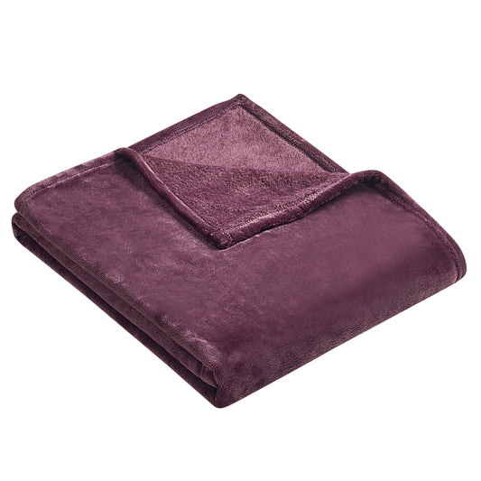 Classic Solid Fleece Throw - Plum