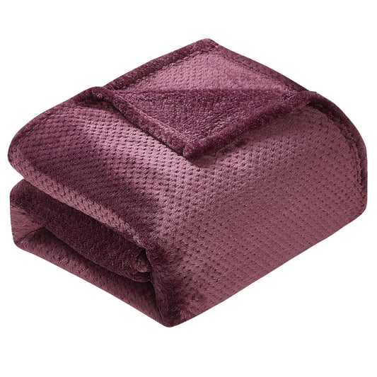 Classic Textured Fleece Blanket - Plum