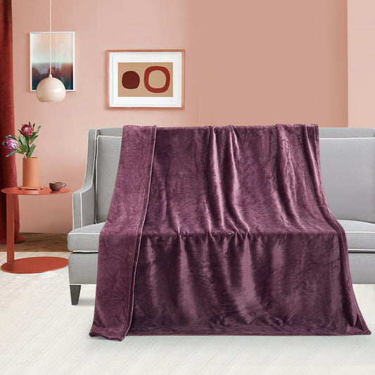 Classic Solid Fleece Throw - Plum