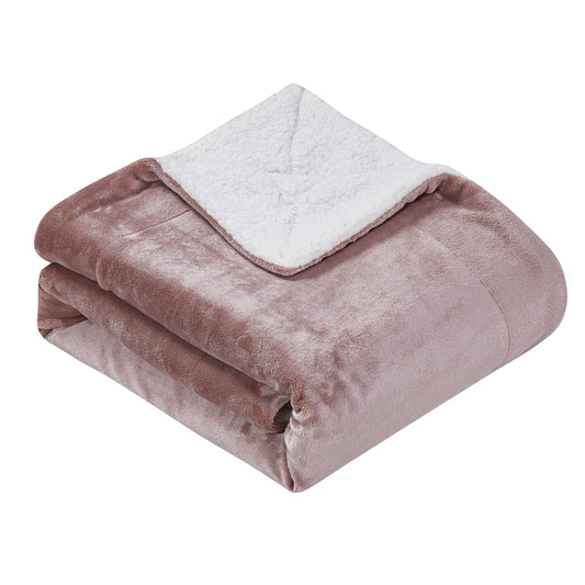 Classic Sherpa Throw - Saddle