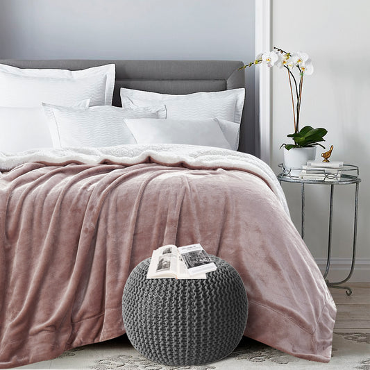 Classic Sherpa Throw - Saddle