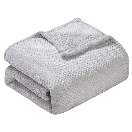 Classic Textured Fleece Blanket - Silver