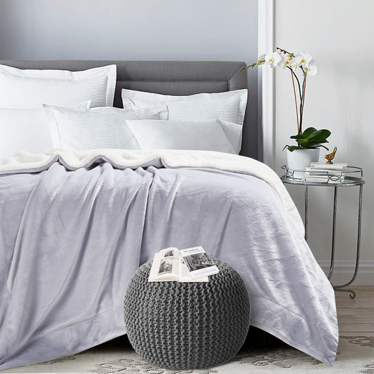 Classic Sherpa Throw - Silver