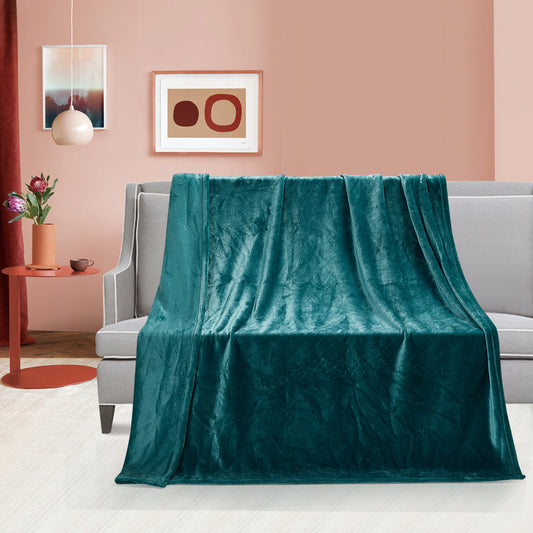 Classic Solid Fleece Throw - Teal