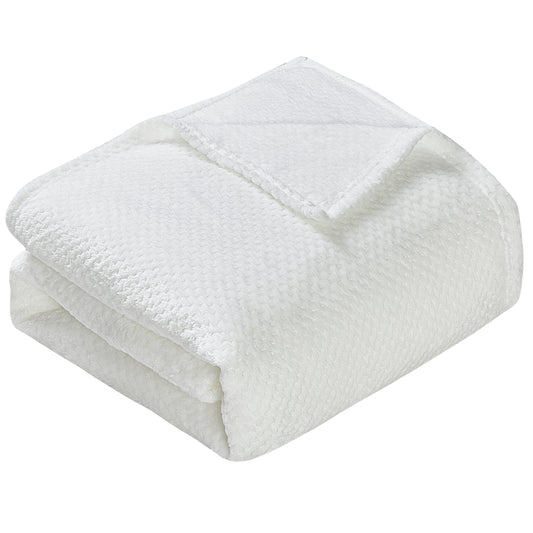 Classic Textured Fleece Blanket - White