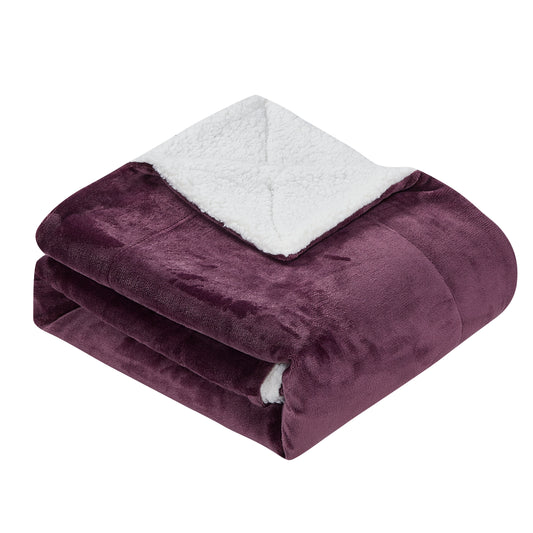 Classic Sherpa Throw - Plum