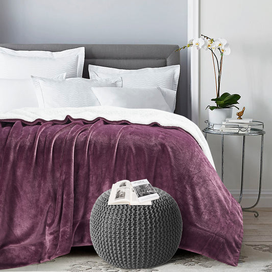 Classic Sherpa Throw - Plum